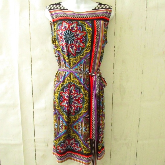Anthropologie ~ Premise~ Printed Sleeveless Stretch Wrap Dress Medium NWT - Picture 1 of 7